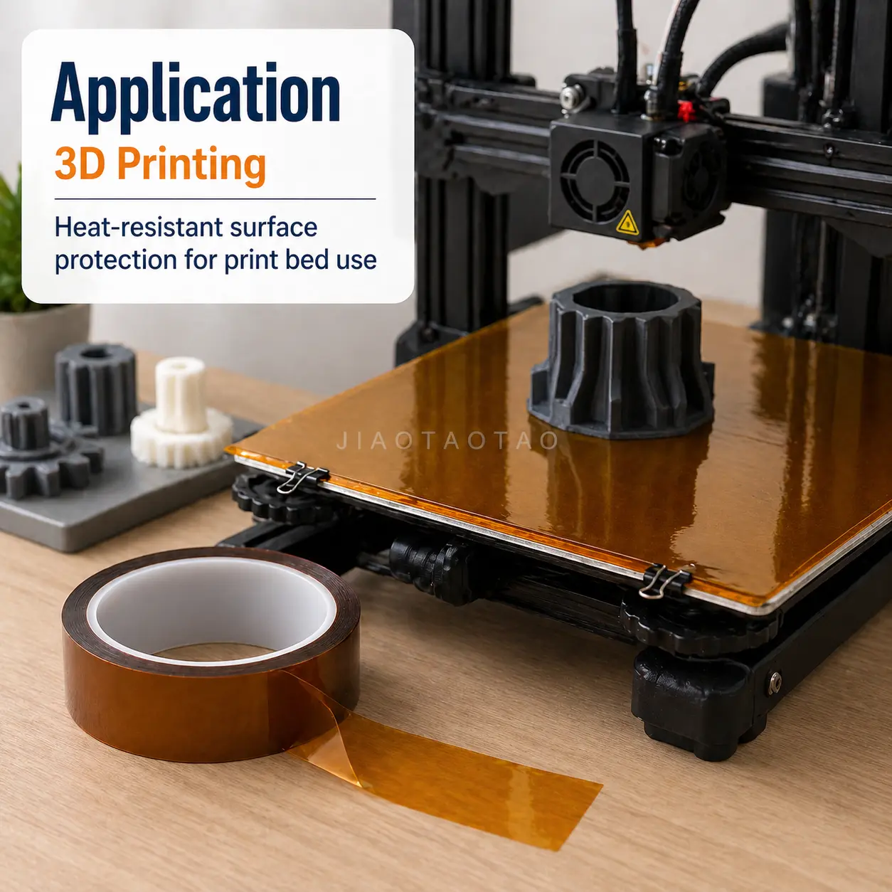 Polyimide tape 0.035mm x 20mm for 3D printer surface protection and heat masking.